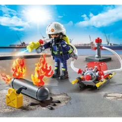 Pompier pompe à eau et réservoir enflammé PLAYMOBIL ACTION HEROES 71826
