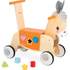 Porteur en bois Ane avec boite à forme