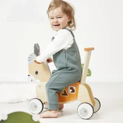 Porteur en bois Ane avec boite à forme