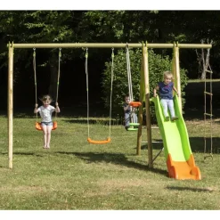 Portique bois métal 2,30 mètres avec toboggan