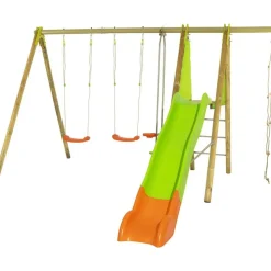 Portique bois métal 2,30 mètres avec toboggan