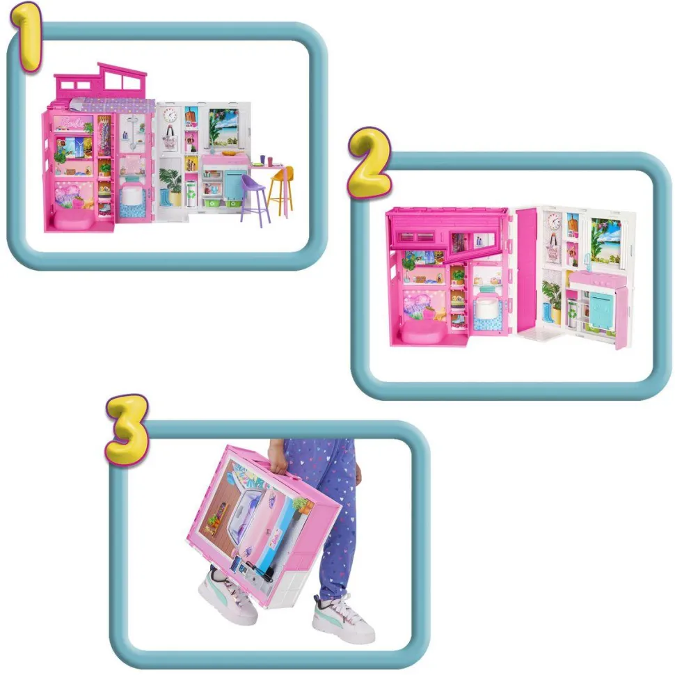 Poupée Barbie maison de vacances à emporter