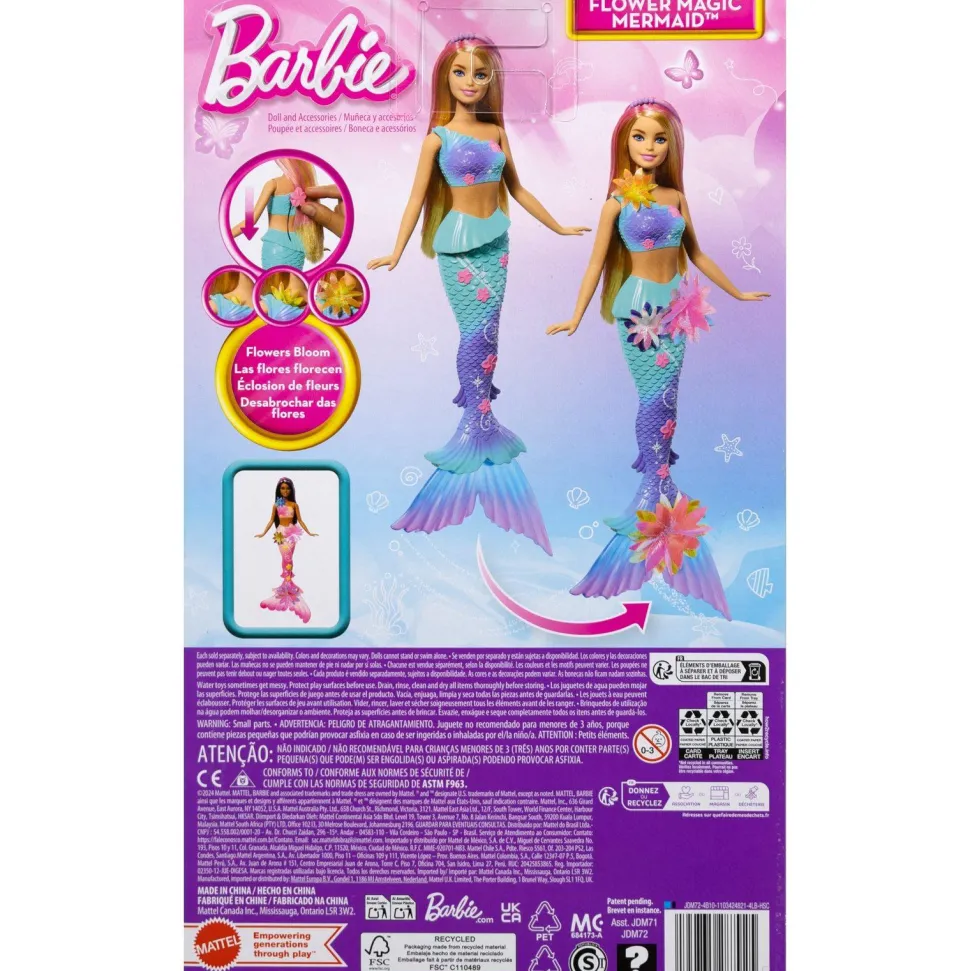 Poupée Barbie Sirène fleurs magiques blonde