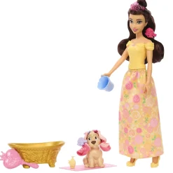 Poupée mannequin Belle et son chien color changer à toiletter