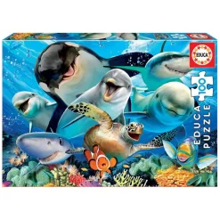 Puzzle 100 Pièces - Selfie Sous L'eau Avec Animaux Marins, 40/28