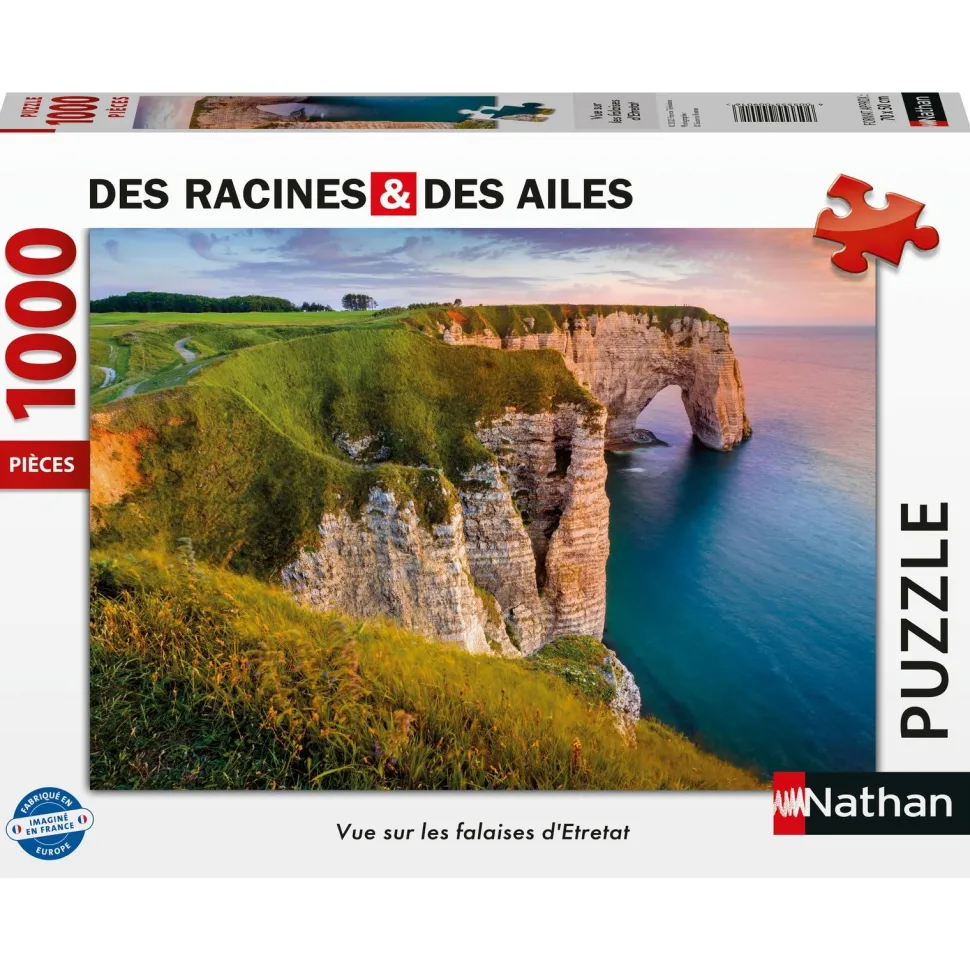 Puzzle 1000 pièces Vue surles falaises d'Etretat - Collection Des Racines et des Ailes Nathan