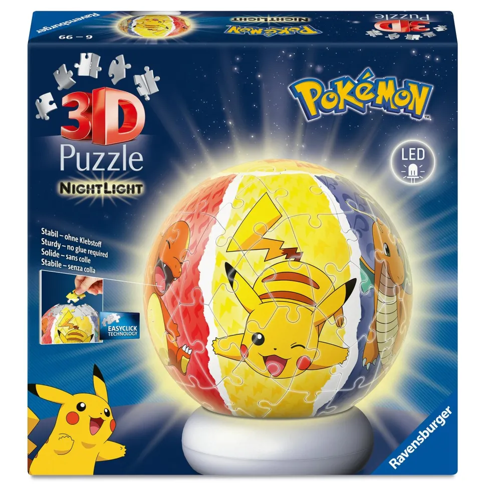 Puzzle ball 3D 72 pièces Pokémon illuminé