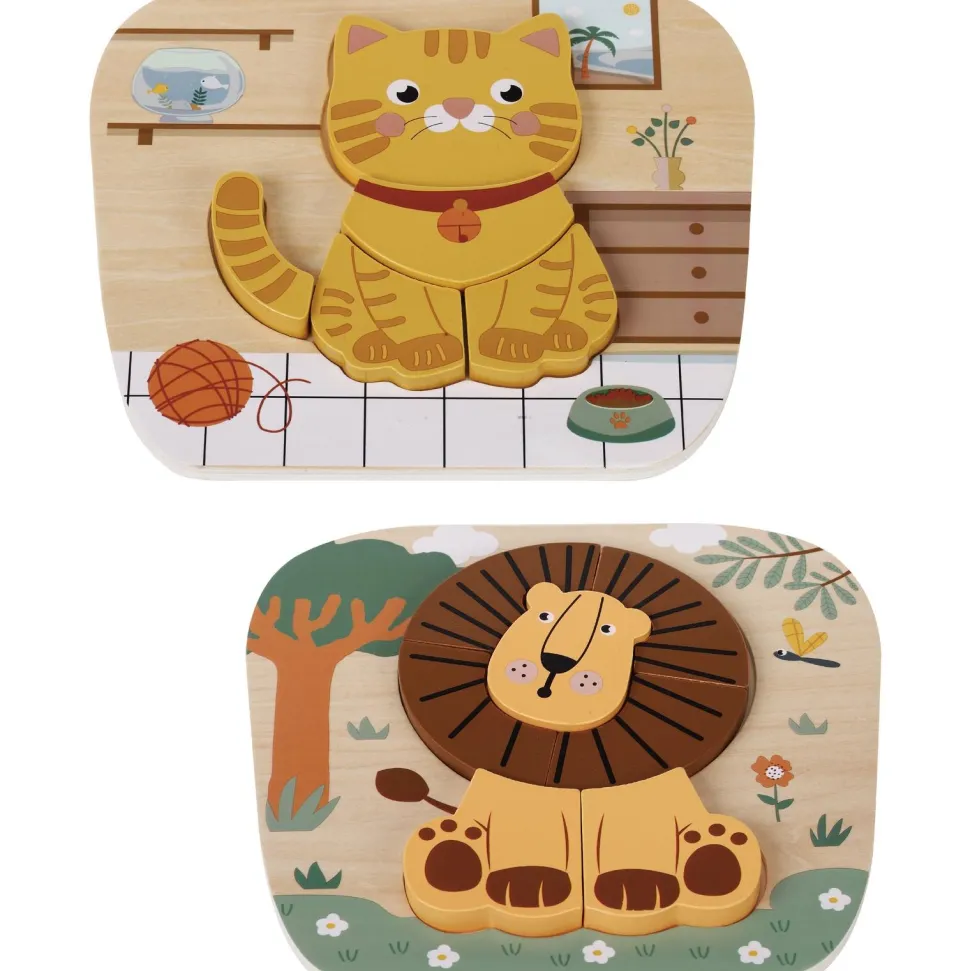Puzzle en bois chat et lion