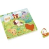 Puzzle tactile en bois 5 pièces - thème animaux de la ferme