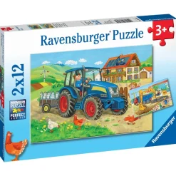 Puzzles Ravensburger 2X12 Pièces - Chantier et Ferme