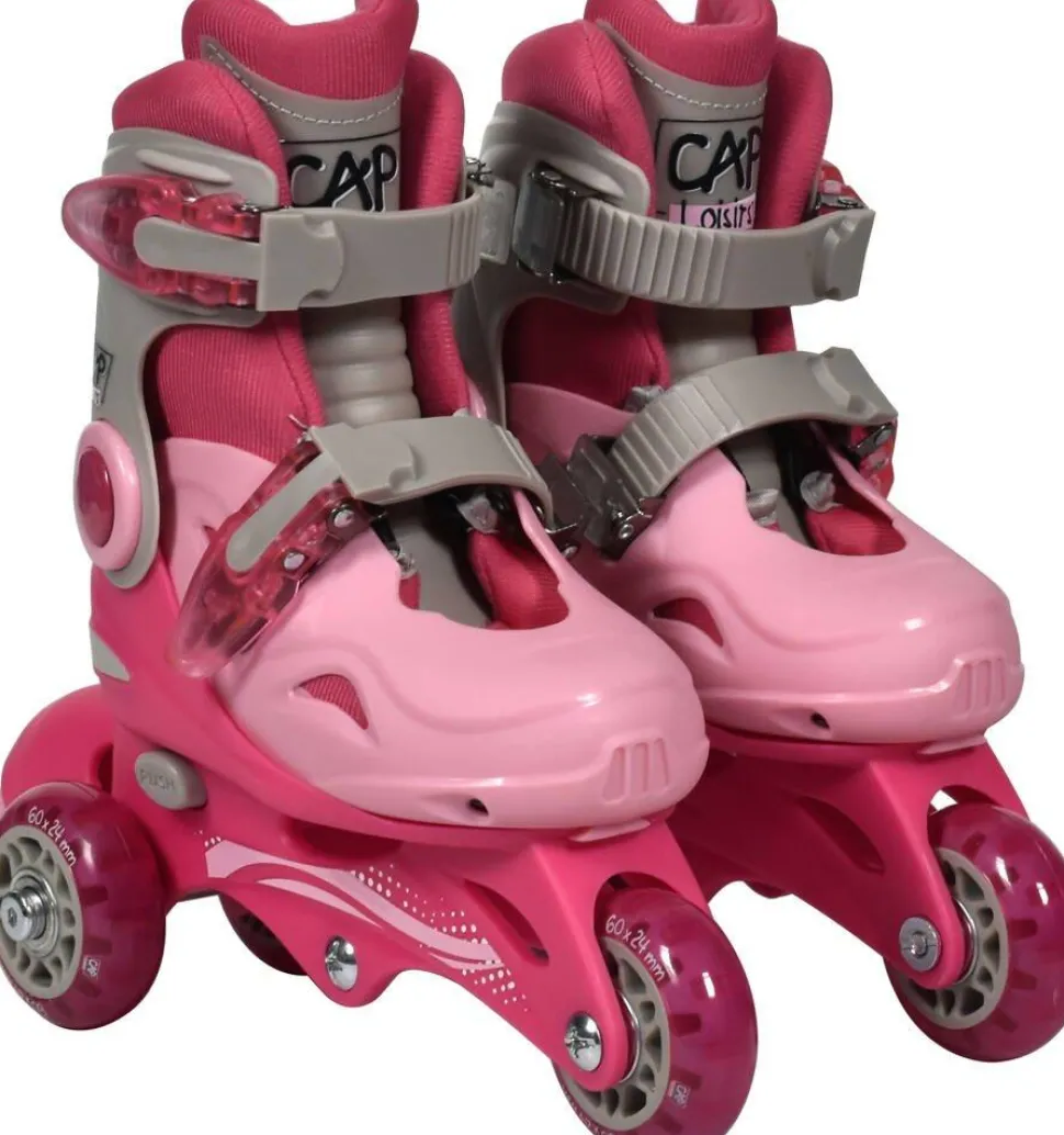 Rollers évolutifs 3 roues roses - Taille 27-30