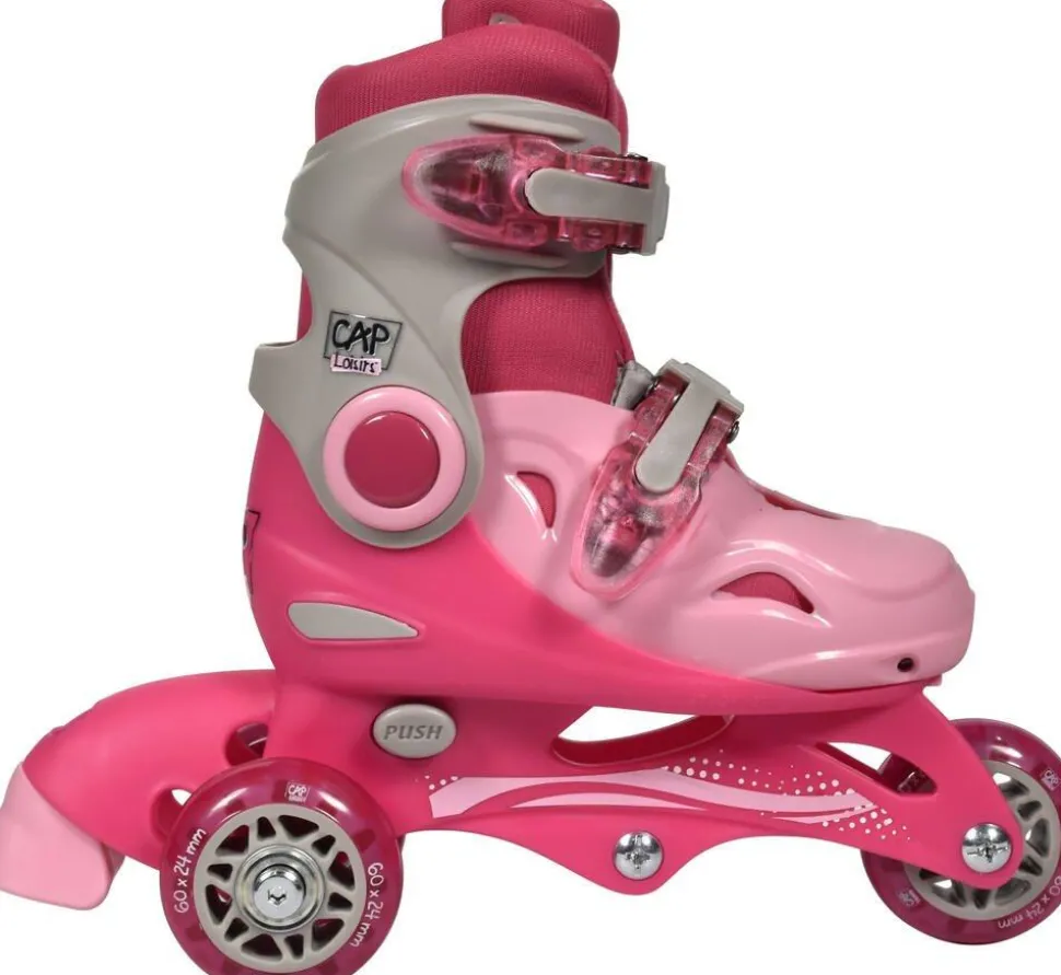 Rollers évolutifs 3 roues roses - Taille 27-30
