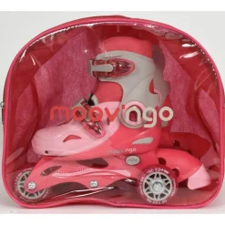 Rollers évolutifs 3 roues rose taille 30-33