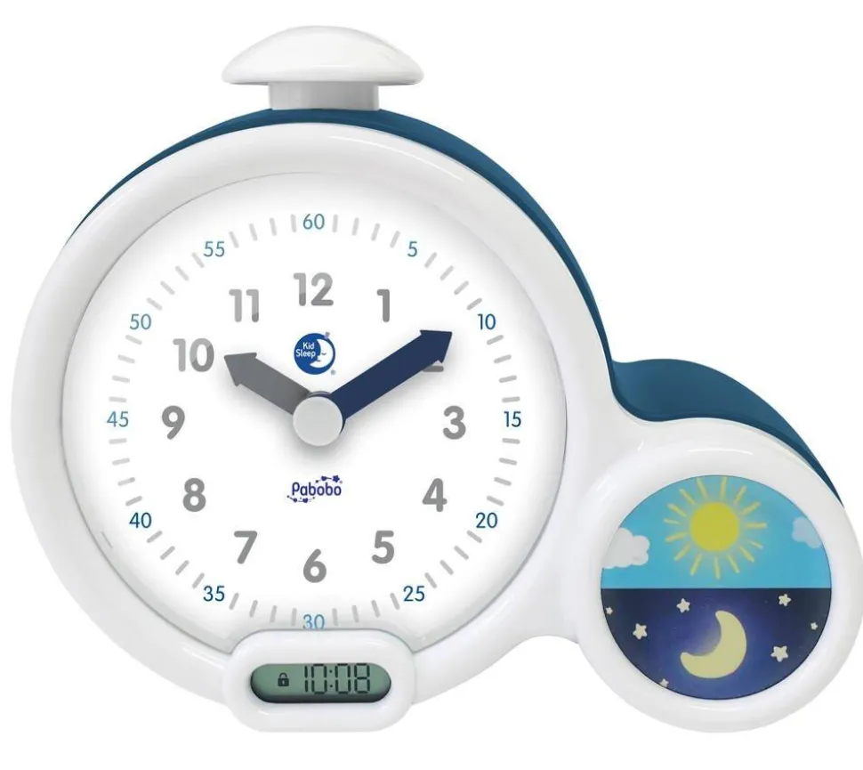 Réveil Kid Sleep Clock Bleu - Apprentissage de l'heure et Veilleuse Intégrée