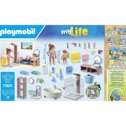 Salle de bains avec douche et baignoire Playmobil My Life 71611