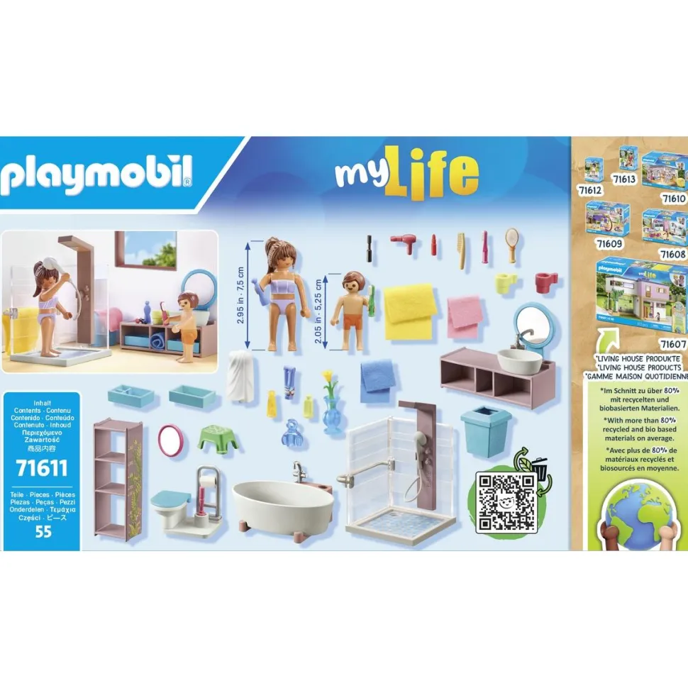 Salle de bains avec douche et baignoire Playmobil My Life 71611