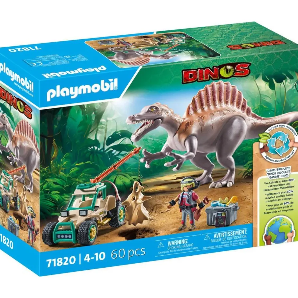 Spinosaure, chercheur et véhicule à grue Playmobil Dinos 71820