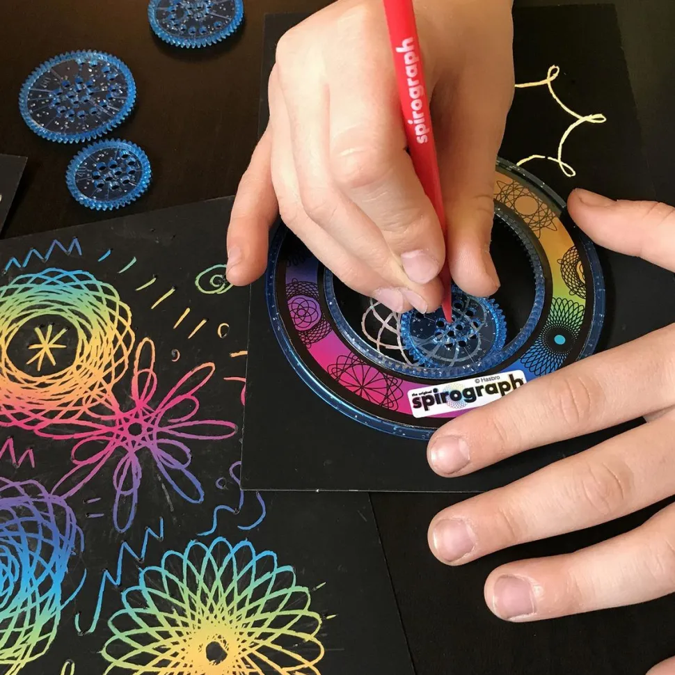 Spirograph multicolore et paillettes