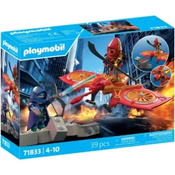 Super-héros et son drone contre un ninja Playmobil Heroes 71833
