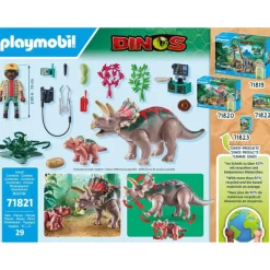 Tricératops avec bébé et explorateur Playmobil Dinos 71821