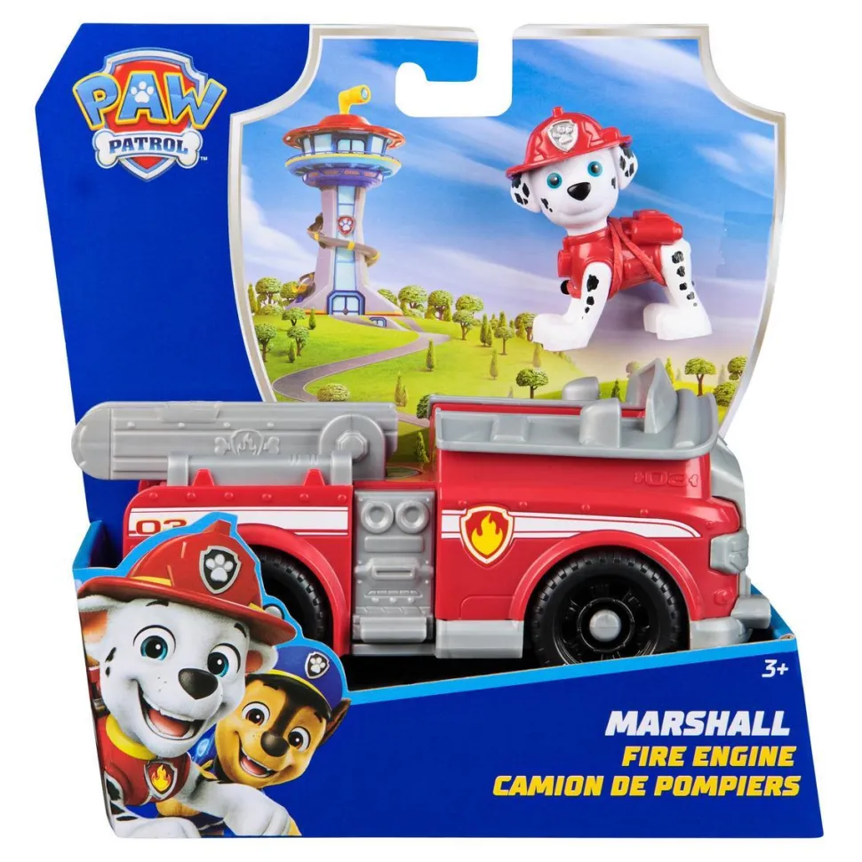 Véhicule 15 cm et figurine La Pat Patrouille : Camion de pompier Marcus
