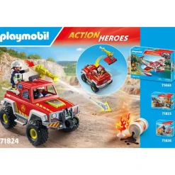 Véhicule de pompiers avec bidon enflammé PLAYMOBIL ACTION HEROES 71824