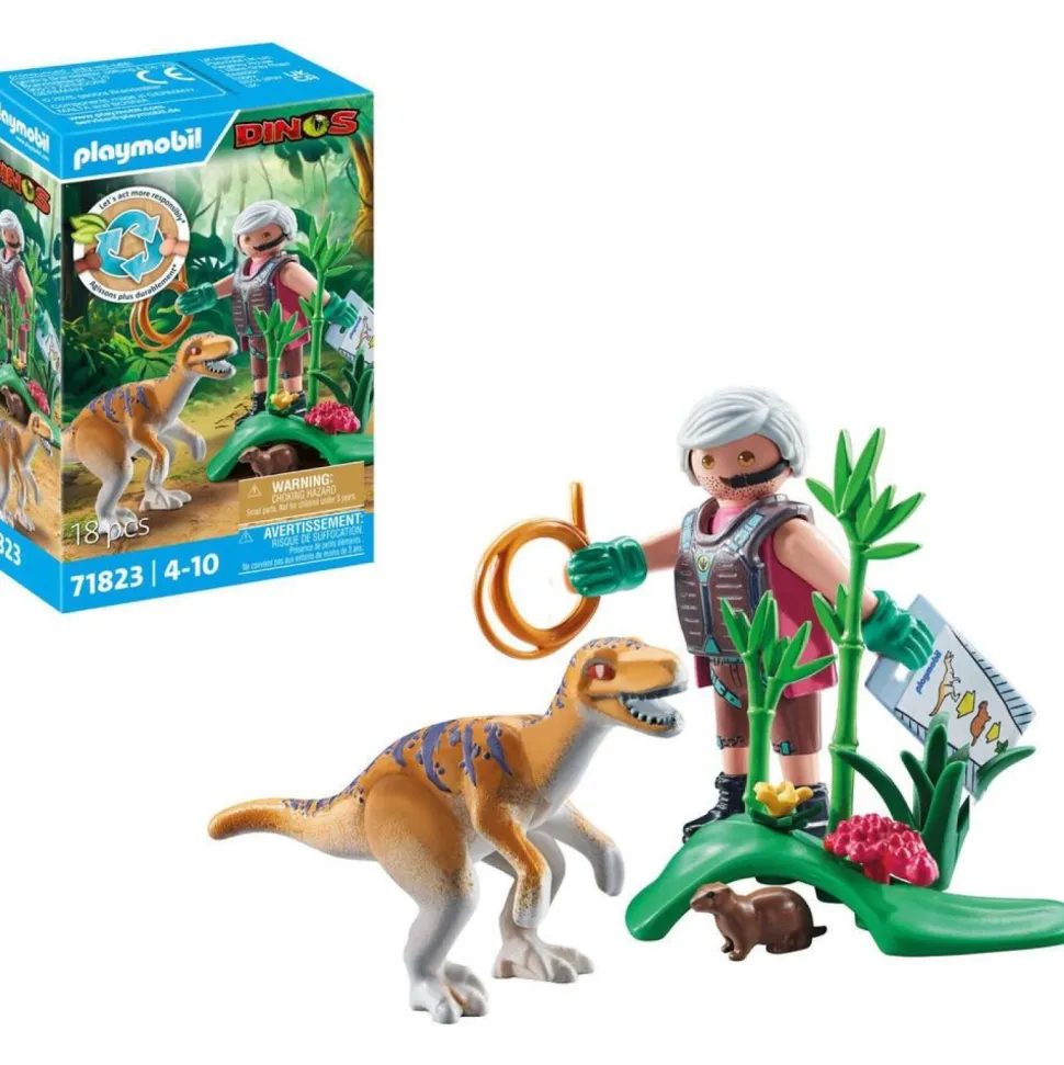 Vélociraptor et explorateur avec Lasso Playmobil Dinos 71823