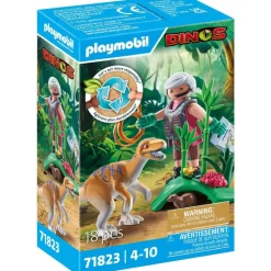 Vélociraptor et explorateur avec Lasso Playmobil Dinos 71823