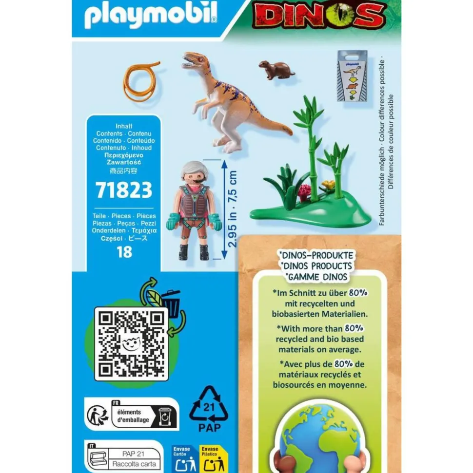 Vélociraptor et explorateur avec Lasso Playmobil Dinos 71823